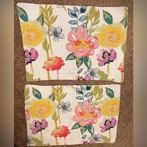 Quilted cotton Pillow Shams set of 2 flower garden standard